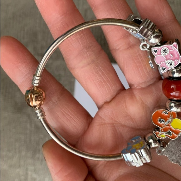 Pandora Rose Gold Clasp Bangle Bracelet w/ New 9 Pokemon Themed Charms - Picture 11 of 12
